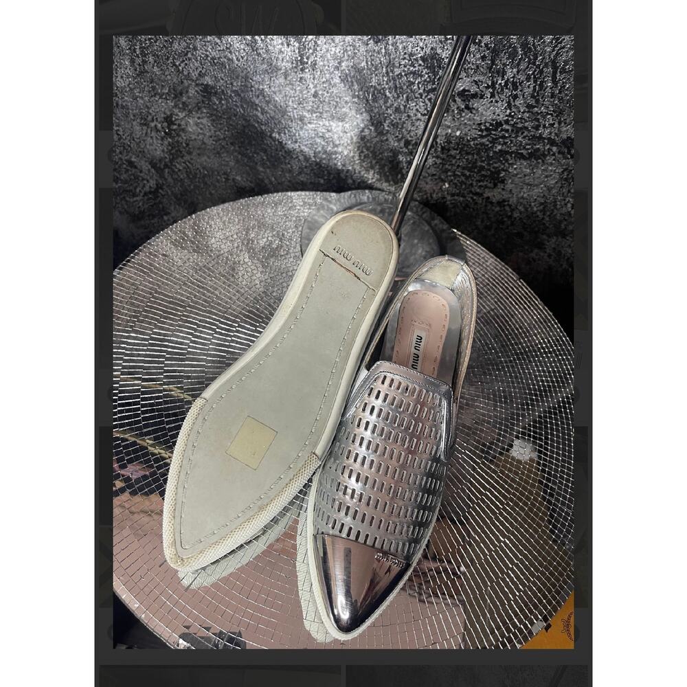 Authentic Miu Miu White Nappa Leather Slip-On Sne… - image 4